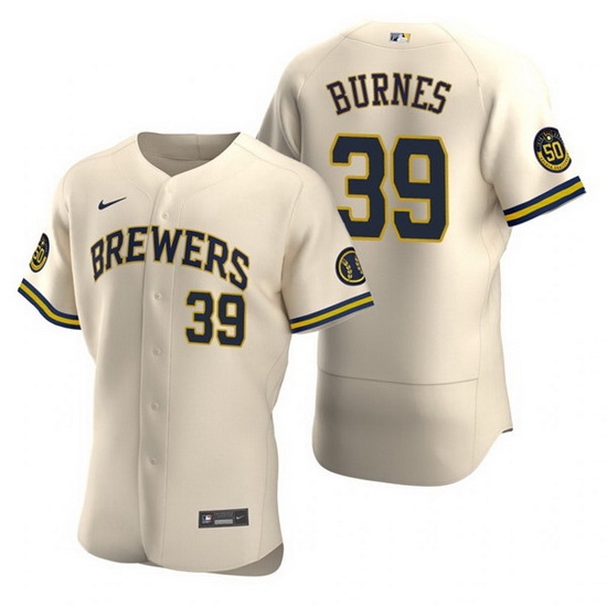 Men Milwaukee Brewers 39 Corbin Burnes Cream Flex Base Stitched MLB jersey Men Milwaukee Brewers 39 Corbin Burnes Cream Flex Base Stitched MLB jersey