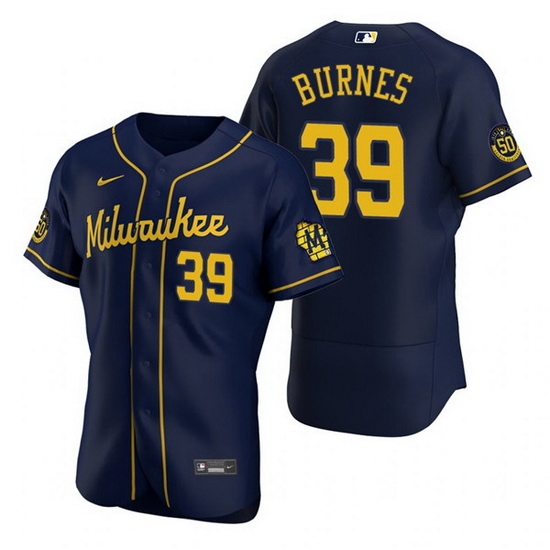 Men Milwaukee Brewers 39 Corbin Burnes Navy Flex Base Stitched MLB jersey Men Milwaukee Brewers 39 Corbin Burnes Navy Flex Base Stitched MLB jersey