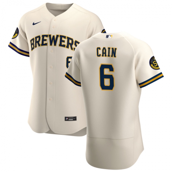 Men Milwaukee Brewers 6 Lorenzo Cain Men Nike Cream Home 2020 Flex Base Player MLB Jersey Men Milwaukee Brewers 6 Lorenzo Cain Men Nike Cream Home 2020 Flex Base Player MLB Jersey