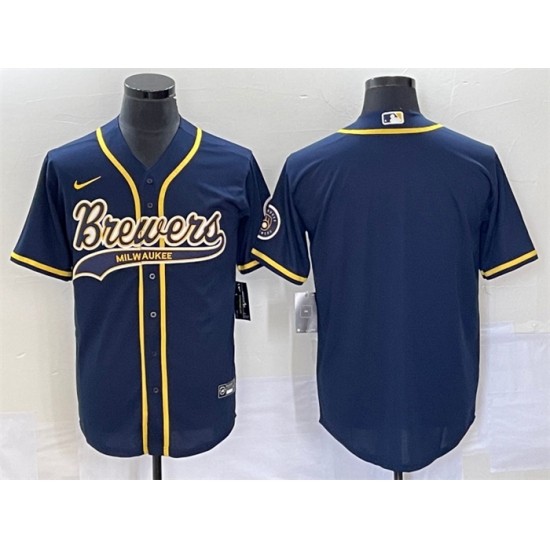 Men Milwaukee Brewers Blank Navy Cool Base Stitched Jersey Men Milwaukee Brewers Blank Navy Cool Base Stitched Jersey