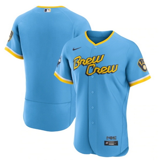 Men Milwaukee Brewers Blank Powder Blue 2022 City Connect Flex Base Stitched MLB Jersey Men Milwaukee Brewers Blank Powder Blue 2022 City Connect Flex Base Stitched MLB Jersey