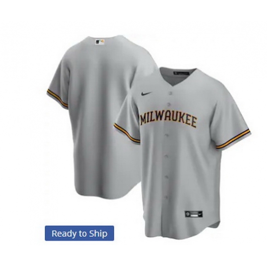 Men Milwaukee Brewers Nike Gray Blank Jersey Men Milwaukee Brewers Nike Gray Blank Jersey