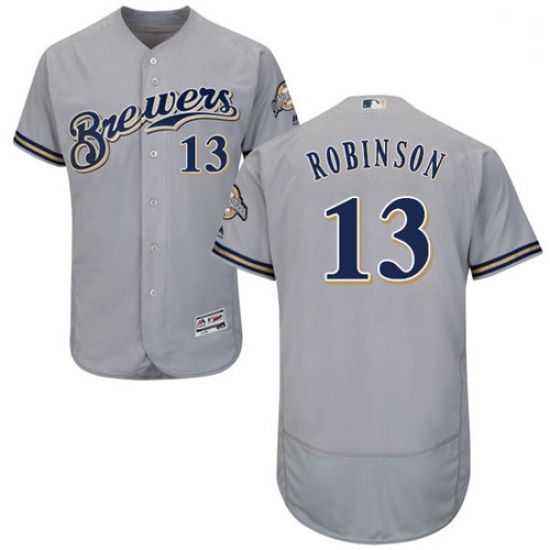 Mens Majestic Milwaukee Brewers 13 Glenn Robinson Grey Flexbase Authentic Collection MLB Jersey Mens Majestic Milwaukee Brewers 13 Glenn Robinson Grey Flexbase Authentic Collection MLB Jersey