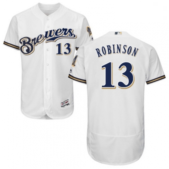Mens Majestic Milwaukee Brewers 13 Glenn Robinson White Flexbase Authentic Collection MLB Jersey Mens Majestic Milwaukee Brewers 13 Glenn Robinson White Flexbase Authentic Collection MLB Jersey