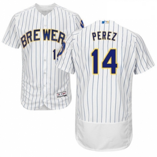 Mens Majestic Milwaukee Brewers 14 Hernan Perez White Home Flex Base Authentic Collection MLB Jersey Mens Majestic Milwaukee Brewers 14 Hernan Perez White Home Flex Base Authentic Collection MLB Jersey