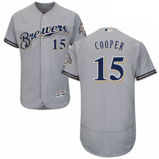 Mens Majestic Milwaukee Brewers 15 Cecil Cooper Grey Road Flex Base Authentic Collection MLB Jersey Mens Majestic Milwaukee Brewers 15 Cecil Cooper Grey Road Flex Base Authentic Collection MLB Jersey