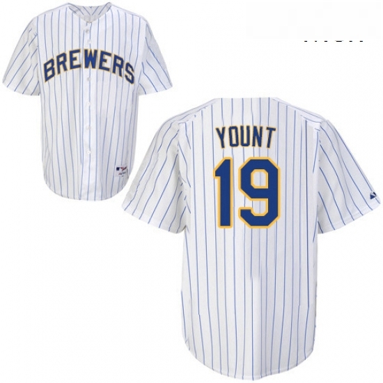 Mens Majestic Milwaukee Brewers 19 Robin Yount Authentic White blue strip MLB Jersey Mens Majestic Milwaukee Brewers 19 Robin Yount Authentic White blue strip MLB Jersey