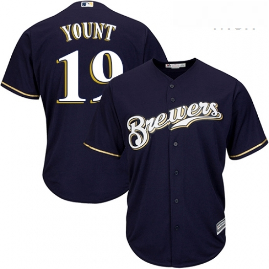 Mens Majestic Milwaukee Brewers 19 Robin Yount Replica Navy Blue Alternate Cool Base MLB Jersey Mens Majestic Milwaukee Brewers 19 Robin Yount Replica Navy Blue Alternate Cool Base MLB Jersey