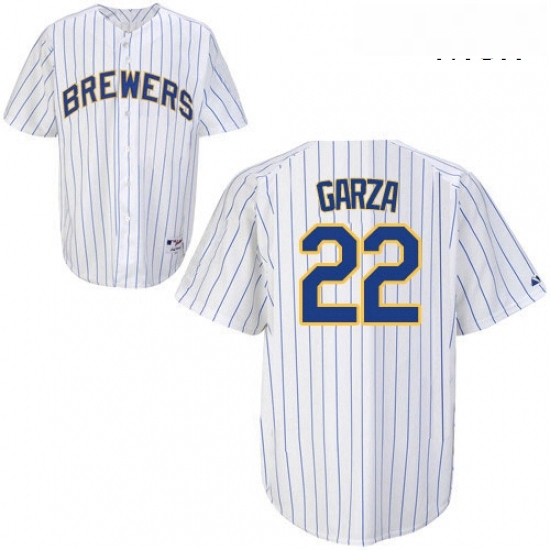 Mens Majestic Milwaukee Brewers 22 Matt Garza Authentic WhiteBlue Strip MLB Jersey Mens Majestic Milwaukee Brewers 22 Matt Garza Authentic WhiteBlue Strip MLB Jersey