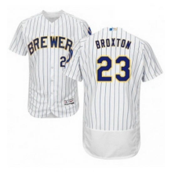 Mens Majestic Milwaukee Brewers 23 Keon Broxton White Home Flex Base Authentic Collection MLB Jersey Mens Majestic Milwaukee Brewers 23 Keon Broxton White Home Flex Base Authentic Collection MLB Jersey