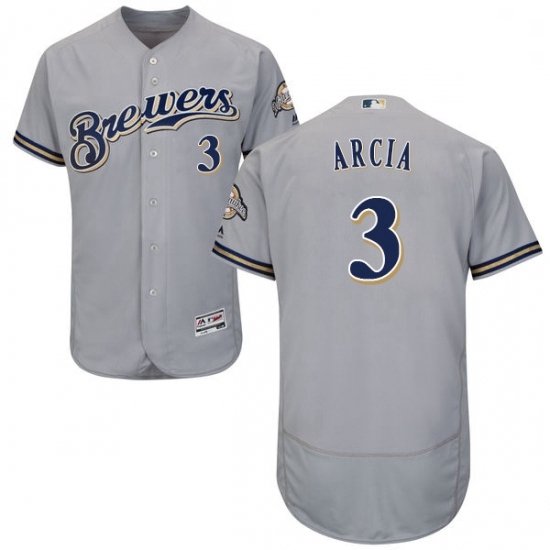 Mens Majestic Milwaukee Brewers 3 Orlando Arcia Grey Flexbase Authentic Collection MLB Jersey Mens Majestic Milwaukee Brewers 3 Orlando Arcia Grey Flexbase Authentic Collection MLB Jersey