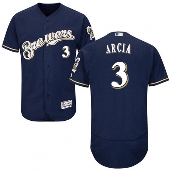 Mens Majestic Milwaukee Brewers 3 Orlando Arcia Navy Blue Flexbase Authentic Collection MLB Jersey Mens Majestic Milwaukee Brewers 3 Orlando Arcia Navy Blue Flexbase Authentic Collection MLB Jersey