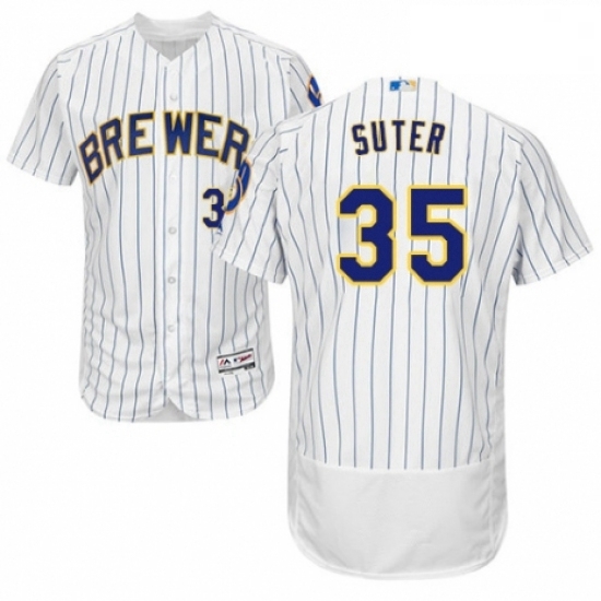 Mens Majestic Milwaukee Brewers 35 Brent Suter White Home Flex Base Authentic Collection MLB Jersey Mens Majestic Milwaukee Brewers 35 Brent Suter White Home Flex Base Authentic Collection MLB Jersey