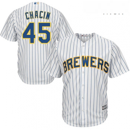 Mens Majestic Milwaukee Brewers 45 Jhoulys Chacin Replica White Alternate Cool Base MLB Jersey Mens Majestic Milwaukee Brewers 45 Jhoulys Chacin Replica White Alternate Cool Base MLB Jersey