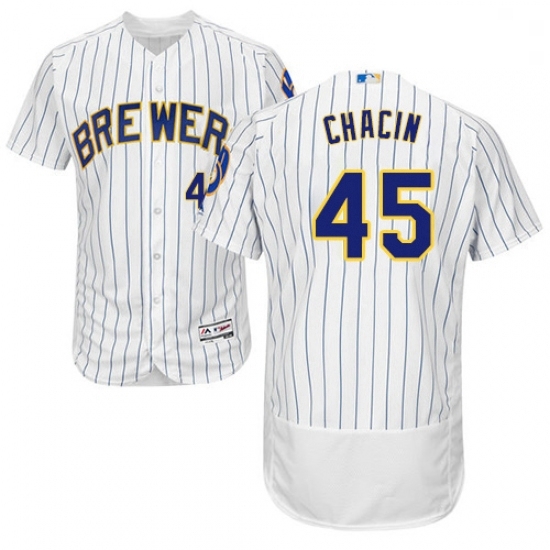 Mens Majestic Milwaukee Brewers 45 Jhoulys Chacin White Alternate Flex Base Authentic Collection MLB Jersey Mens Majestic Milwaukee Brewers 45 Jhoulys Chacin White Alternate Flex Base Authentic Collection MLB Jersey