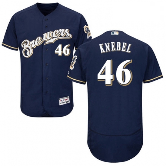Mens Majestic Milwaukee Brewers 46 Corey Knebel Navy Blue Flexbase Authentic Collection MLB Jersey Mens Majestic Milwaukee Brewers 46 Corey Knebel Navy Blue Flexbase Authentic Collection MLB Jersey