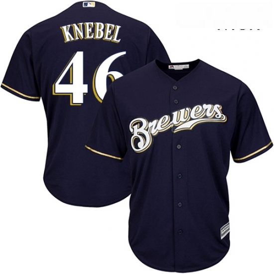 Mens Majestic Milwaukee Brewers 46 Corey Knebel Replica Navy Blue Alternate Cool Base MLB Jersey Mens Majestic Milwaukee Brewers 46 Corey Knebel Replica Navy Blue Alternate Cool Base MLB Jersey