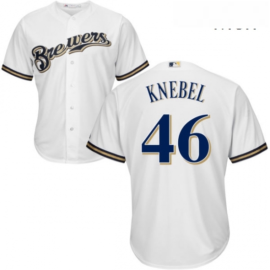Mens Majestic Milwaukee Brewers 46 Corey Knebel Replica White Home Cool Base MLB Jersey Mens Majestic Milwaukee Brewers 46 Corey Knebel Replica White Home Cool Base MLB Jersey