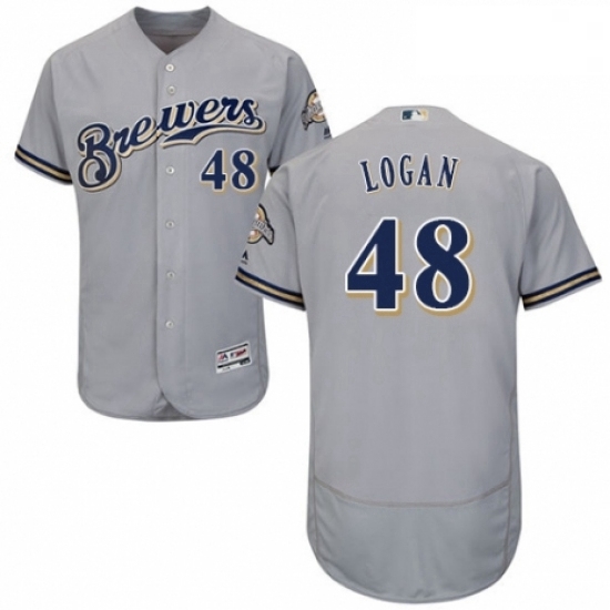 Mens Majestic Milwaukee Brewers 48 Boone Logan Grey Road Flex Base Authentic Collection MLB Jersey Mens Majestic Milwaukee Brewers 48 Boone Logan Grey Road Flex Base Authentic Collection MLB Jersey
