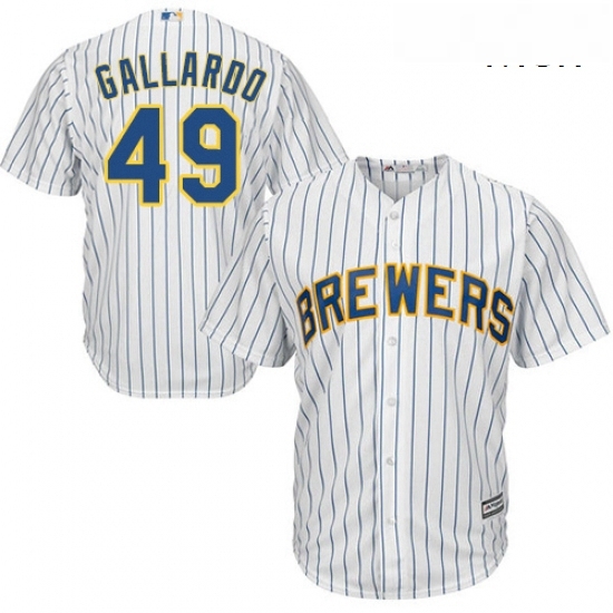 Mens Majestic Milwaukee Brewers 49 Yovani Gallardo Replica White Alternate Cool Base MLB Jersey Mens Majestic Milwaukee Brewers 49 Yovani Gallardo Replica White Alternate Cool Base MLB Jersey