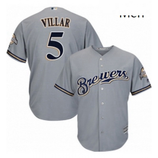 Mens Majestic Milwaukee Brewers 5 Jonathan Villar Replica Grey Road Cool Base MLB Jersey Mens Majestic Milwaukee Brewers 5 Jonathan Villar Replica Grey Road Cool Base MLB Jersey