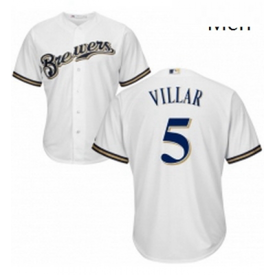 Mens Majestic Milwaukee Brewers 5 Jonathan Villar Replica White Home Cool Base MLB Jersey Mens Majestic Milwaukee Brewers 5 Jonathan Villar Replica White Home Cool Base MLB Jersey
