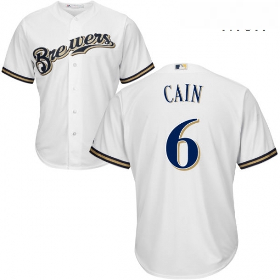 Mens Majestic Milwaukee Brewers 6 Lorenzo Cain Replica White Alternate Cool Base MLB Jersey Mens Majestic Milwaukee Brewers 6 Lorenzo Cain Replica White Alternate Cool Base MLB Jersey