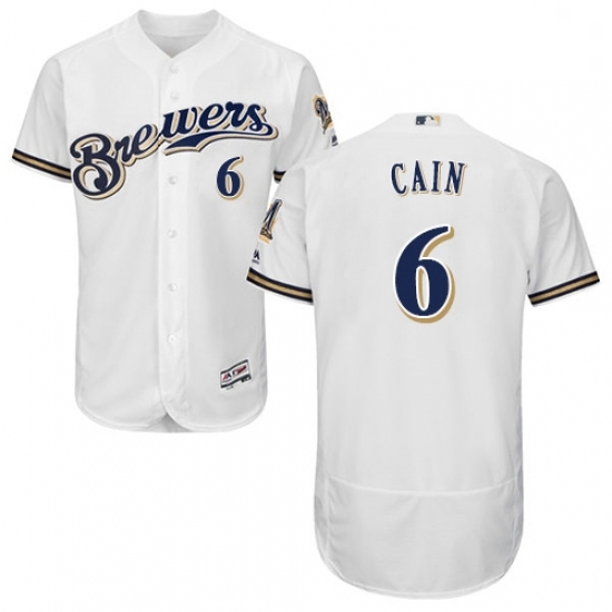 Mens Majestic Milwaukee Brewers 6 Lorenzo Cain White Alternate Flex Base Authentic Collection MLB Jersey Mens Majestic Milwaukee Brewers 6 Lorenzo Cain White Alternate Flex Base Authentic Collection MLB Jersey