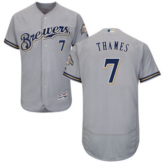 Mens Majestic Milwaukee Brewers 7 Eric Thames Grey Flexbase Authentic Collection MLB Jersey Mens Majestic Milwaukee Brewers 7 Eric Thames Grey Flexbase Authentic Collection MLB Jersey