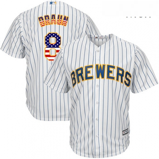 Mens Majestic Milwaukee Brewers 8 Ryan Braun Authentic White USA Flag Fashion MLB Jersey Mens Majestic Milwaukee Brewers 8 Ryan Braun Authentic White USA Flag Fashion MLB Jersey