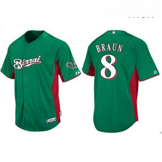 Mens Majestic Milwaukee Brewers 8 Ryan Braun Replica Green Birrai Cool Base MLB Jersey Mens Majestic Milwaukee Brewers 8 Ryan Braun Replica Green Birrai Cool Base MLB Jersey