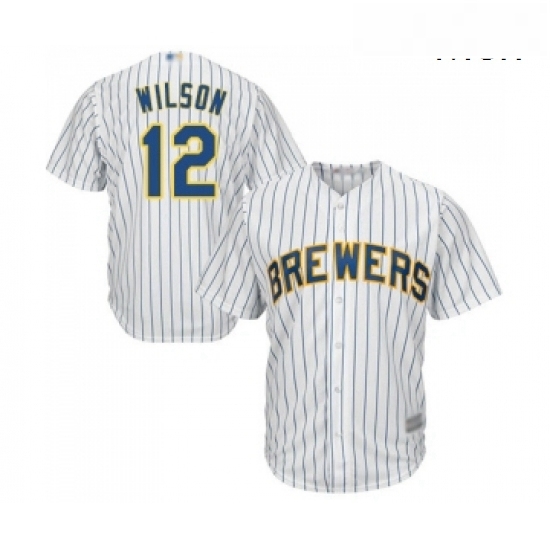 Mens Milwaukee Brewers 12 Alex Wilson Replica White Home Cool Base Baseball Jersey Mens Milwaukee Brewers 12 Alex Wilson Replica White Home Cool Base Baseball Jersey