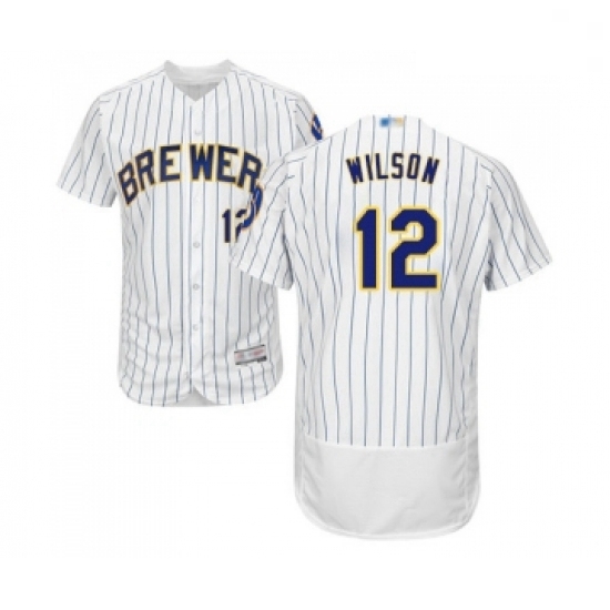 Mens Milwaukee Brewers 12 Alex Wilson White Home Flex Base Authentic Collection Baseball Jersey Mens Milwaukee Brewers 12 Alex Wilson White Home Flex Base Authentic Collection Baseball Jersey