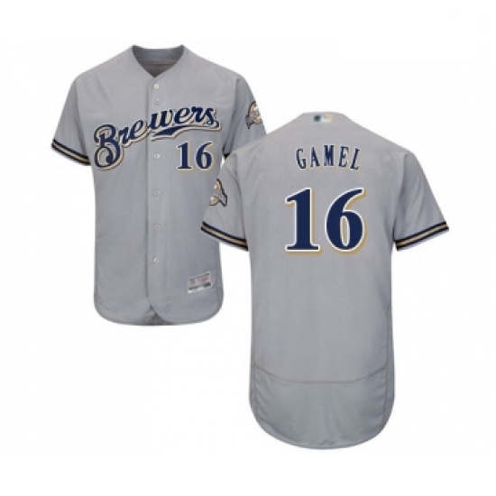 Mens Milwaukee Brewers 16 Ben Gamel Grey Road Flex Base Authentic Collection Baseball Jersey Mens Milwaukee Brewers 16 Ben Gamel Grey Road Flex Base Authentic Collection Baseball Jersey