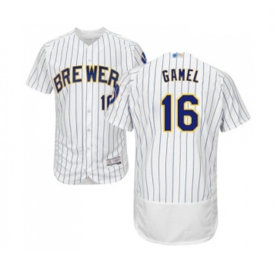 Mens Milwaukee Brewers 16 Ben Gamel White Home Flex Base Authentic Collection Baseball Jersey Mens Milwaukee Brewers 16 Ben Gamel White Home Flex Base Authentic Collection Baseball Jersey