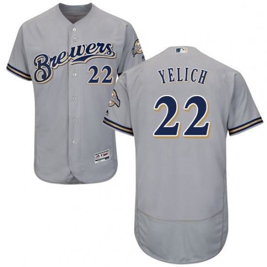 Mens Milwaukee Brewers 22 Christian Yelich Grey Flexbase Authentic Collection Stitched MLB Jersey Mens Milwaukee Brewers 22 Christian Yelich Grey Flexbase Authentic Collection Stitched MLB Jersey