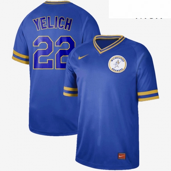 Mens Milwaukee Brewers 22 Christian Yelich Nike Cooperstown Collection Legend V Neck Jersey Blue Mens Milwaukee Brewers 22 Christian Yelich Nike Cooperstown Collection Legend V Neck Jersey Blue