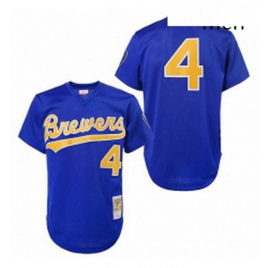 Mens Mitchell and Ness 1991 Milwaukee Brewers 4 Paul Molitor Replica Blue Throwback MLB Jersey Mens Mitchell and Ness 1991 Milwaukee Brewers 4 Paul Molitor Replica Blue Throwback MLB Jersey