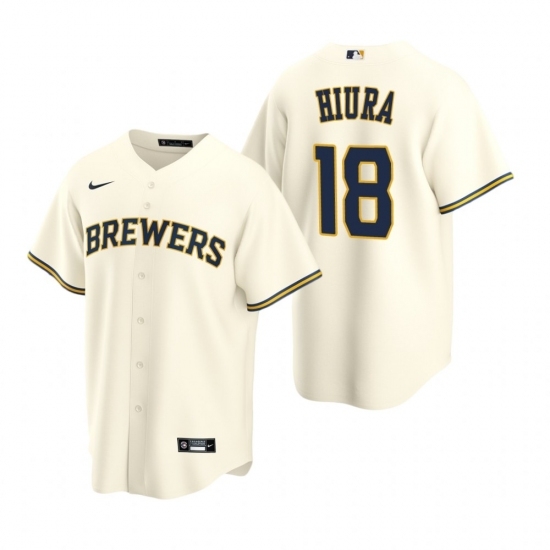 Mens Nike Milwaukee Brewers 18 Keston Hiura Cream Home Stitched Baseball Jersey Mens Nike Milwaukee Brewers 18 Keston Hiura Cream Home Stitched Baseball Jersey
