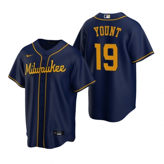 Mens Nike Milwaukee Brewers 19 Robin Yount Navy Alternate Stitched Baseball Jerse Mens Nike Milwaukee Brewers 19 Robin Yount Navy Alternate Stitched Baseball Jerse