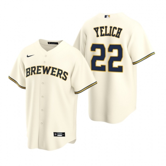 Mens Nike Milwaukee Brewers 22 Christian Yelich Cream Home Stitched Baseball Jersey Mens Nike Milwaukee Brewers 22 Christian Yelich Cream Home Stitched Baseball Jersey
