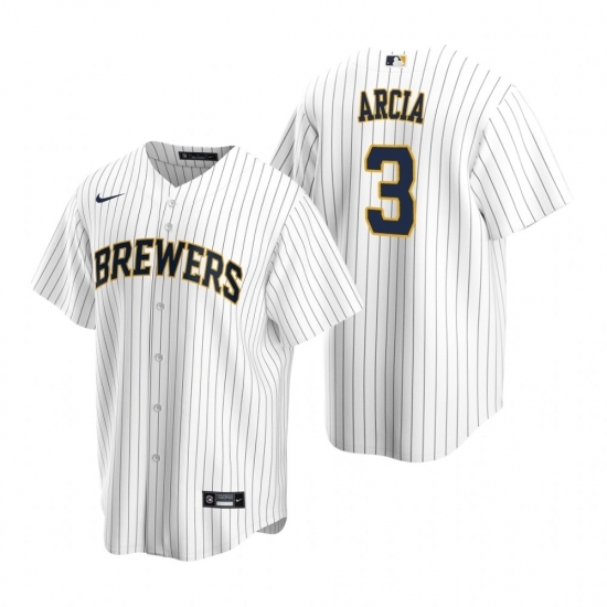 Mens Nike Milwaukee Brewers 3 Orlando Arcia White Alternate Stitched Baseball Jerse Mens Nike Milwaukee Brewers 3 Orlando Arcia White Alternate Stitched Baseball Jerse