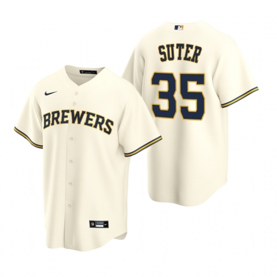 Mens Nike Milwaukee Brewers 35 Brent Suter Cream Home Stitched Baseball Jersey Mens Nike Milwaukee Brewers 35 Brent Suter Cream Home Stitched Baseball Jersey