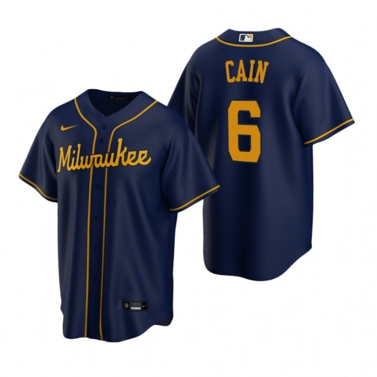 Mens Nike Milwaukee Brewers 6 Lorenzo Cain Navy Alternate Stitched Baseball Jersey Mens Nike Milwaukee Brewers 6 Lorenzo Cain Navy Alternate Stitched Baseball Jersey
