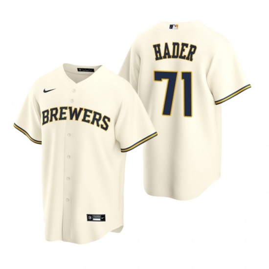 Mens Nike Milwaukee Brewers 71 Josh Hader Cream Home Stitched Baseball Jersey Mens Nike Milwaukee Brewers 71 Josh Hader Cream Home Stitched Baseball Jersey