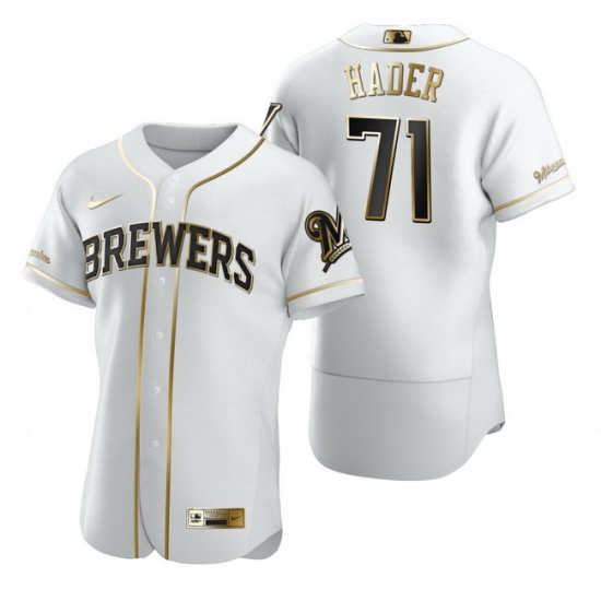 Milwaukee Brewers 71 Josh Hader White Nike Mens Authentic Golden Edition MLB Jersey Milwaukee Brewers 71 Josh Hader White Nike Mens Authentic Golden Edition MLB Jersey