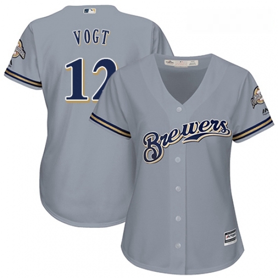 Womens Majestic Milwaukee Brewers 12 Stephen Vogt Replica Grey Road Cool Base MLB Jersey Womens Majestic Milwaukee Brewers 12 Stephen Vogt Replica Grey Road Cool Base MLB Jersey