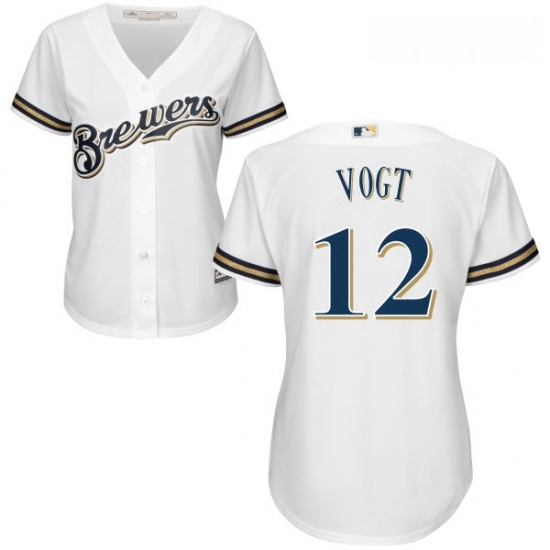 Womens Majestic Milwaukee Brewers 12 Stephen Vogt Replica White Home Cool Base MLB Jersey Womens Majestic Milwaukee Brewers 12 Stephen Vogt Replica White Home Cool Base MLB Jersey