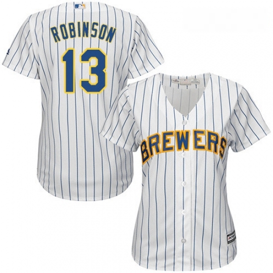 Womens Majestic Milwaukee Brewers 13 Glenn Robinson Authentic White Alternate Cool Base MLB Jersey Womens Majestic Milwaukee Brewers 13 Glenn Robinson Authentic White Alternate Cool Base MLB Jersey