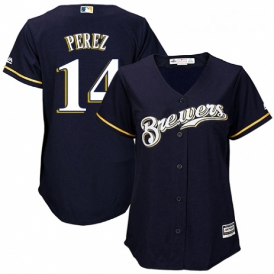 Womens Majestic Milwaukee Brewers 14 Hernan Perez Authentic White Alternate Cool Base MLB Jersey Womens Majestic Milwaukee Brewers 14 Hernan Perez Authentic White Alternate Cool Base MLB Jersey